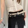 Metal Heart Rivet Belts Round Ethnic Style Waistband Punk Western Style Cowboy Belts  Women