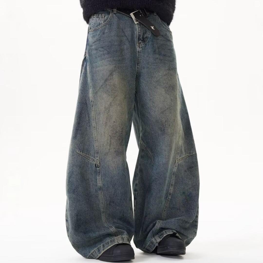 

Унисекс ретро-стираные широкие мешковатые джинсы с деконструированным дизайном Scimitar M