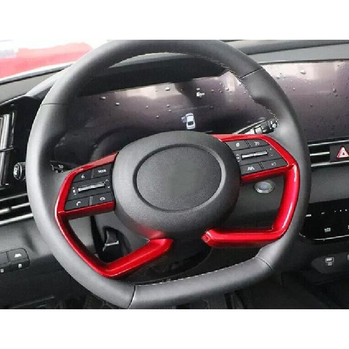 For Hyundai Elantra 2021-23 Red Glossy Steering Wheel Button Frame Trim 2PCS Fit