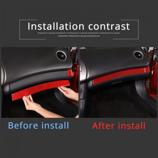 2PCS Red Carbon Fiber Glove Box Trim Strip For Mitsubishi ECLIPSE 2006-2011