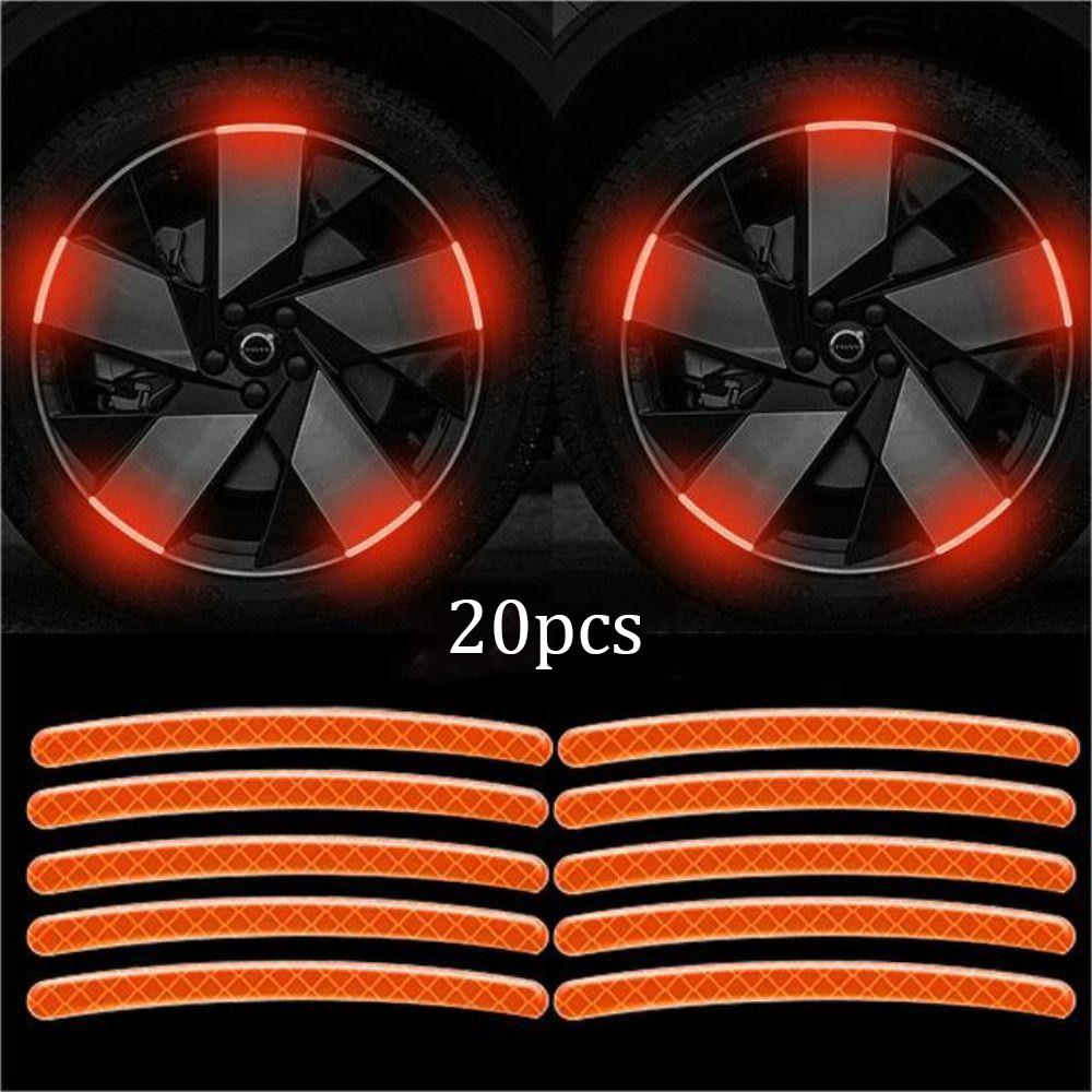 20PC  Wheel Hub Reflective Sticker Universal Fluorescence Luminous Stripe Tape Car Motorcycle Decals Night Driving Safety