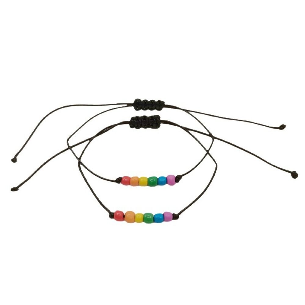 2Pcs Adjustable Rainbow Heart Bracelet Candy Color Friendship Braided Bracelet  Gifts