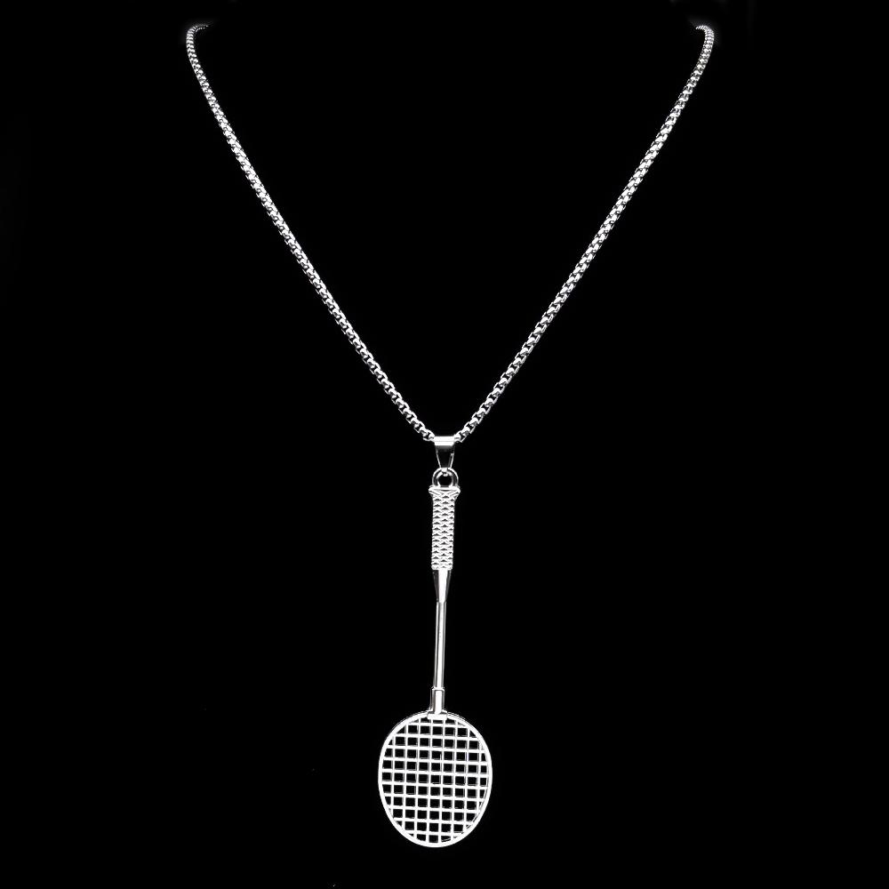 Hiphop Badminton Racket Chain For Women Men Stainless Steel Silver Color Sports Simple Fashion Male Man Necklaces Jewelry Gifts