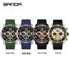 Sanda Men's Quartz Watch - Fashionable, Waterproof, Multifunctional Design with Three Dials and Date Display.