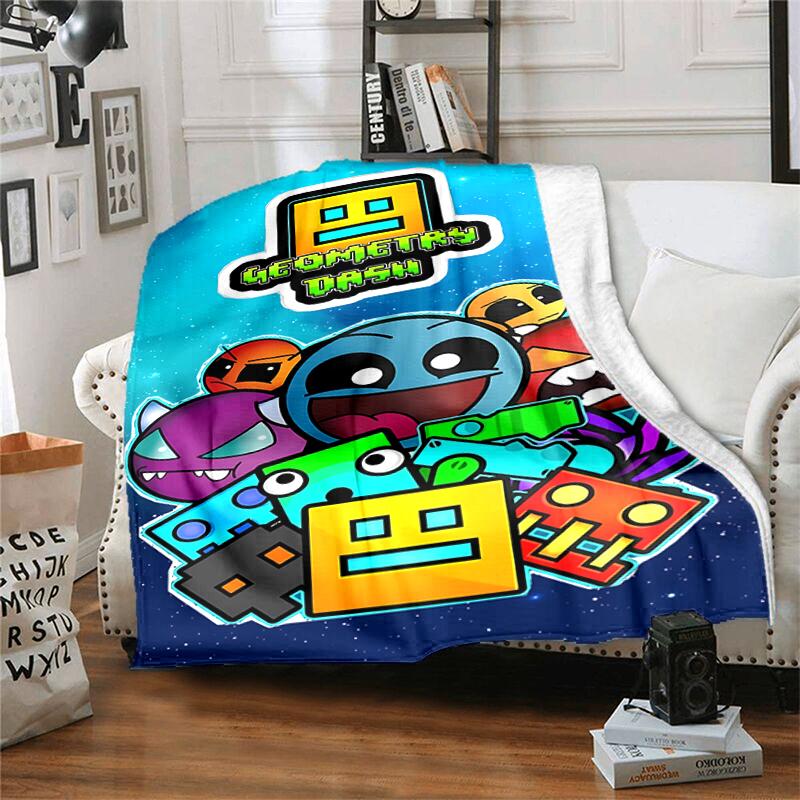 1pc Blanket Geometry Dash5 Print Design, Lightweight Blanket for Sofa, Bed- Soft &Warm, Gift for All Seasons like Christmas, Halloween