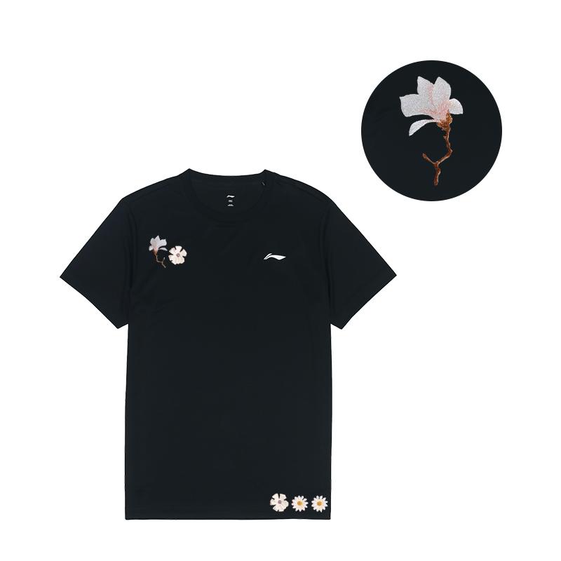 Li Ning Daisy Logo Quick-Dry Breathable Short Sleeve T-Shirt Unisex Tops Black ATSS463-1(TEAM702-3.4.11)