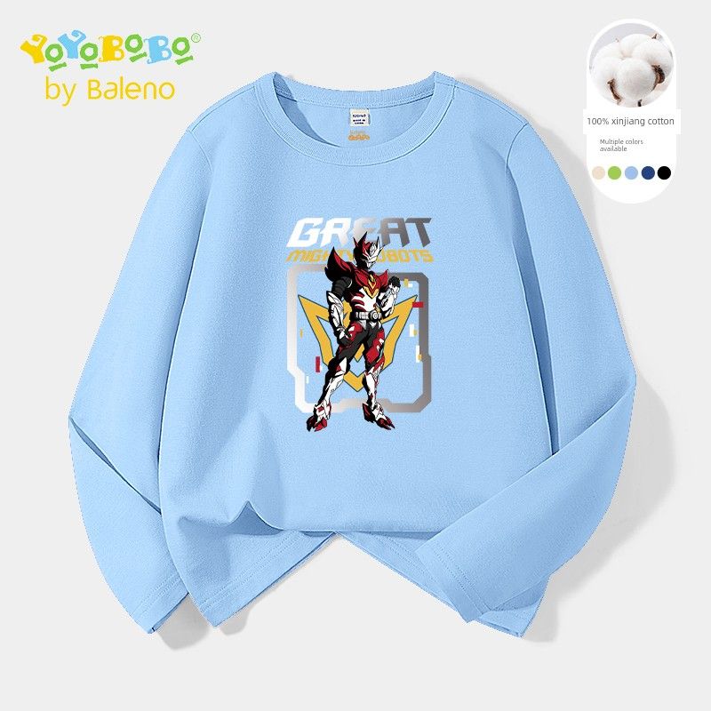 Bannelu Children's Clothing Boy's Long-Sleeved T-shirt Pure Cotton Spring and Autumn Little Boy Tops Children's Thin T-shirt Undershirt