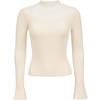 Elegant Slim-Fit Knit Top with Sheer Shoulders & Flared Sleeves