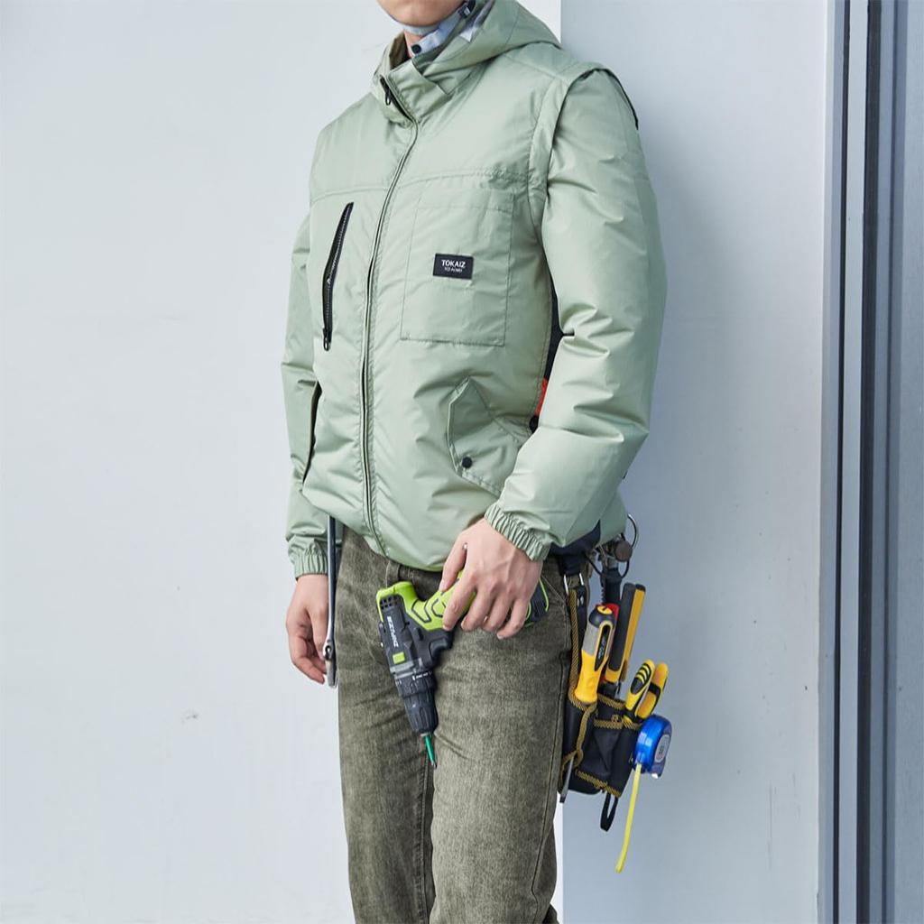 [TOKAIZ] Air-conditioned work clothes, vest with fan, fan set, 24V super strong wind, cooling vest, air-conditioned vest, electric fan vest, heat