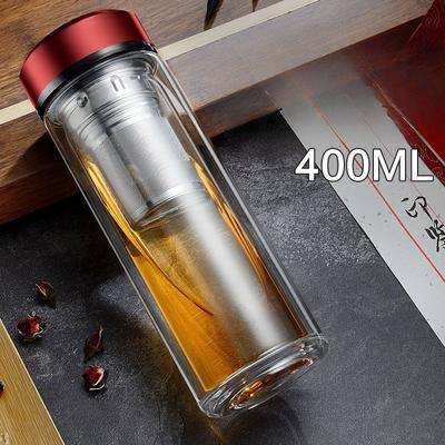 Vacuum Glass Tea Separation Bubble Tea Cup Male 400ml Water Cup