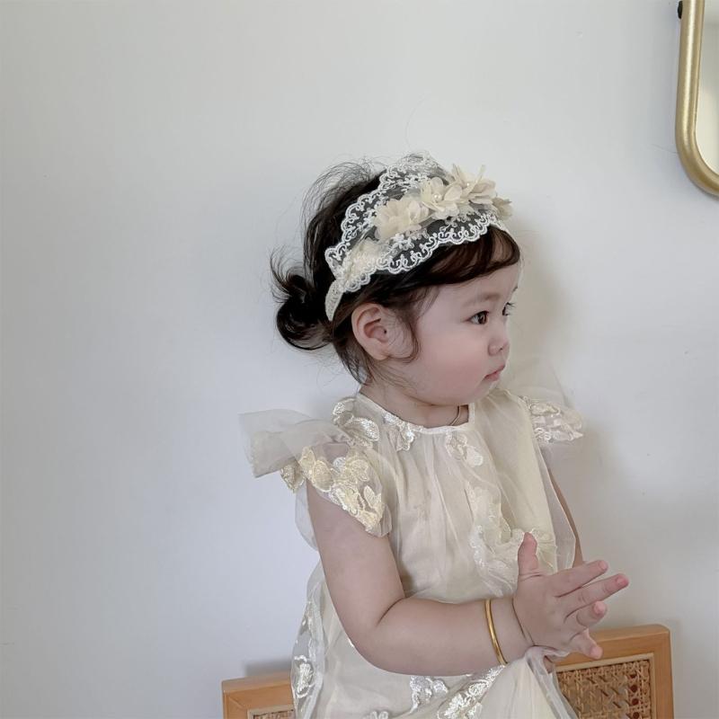 Adjustable Infant Lace Headwear Elastic Hair Band Soft Comfortable Polyester Baby Girls Hair Decoration Retro Design