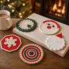 Handmade Non Slip Mat Knitted Table Mat Crochet Christmas Coaster  Table Decoration