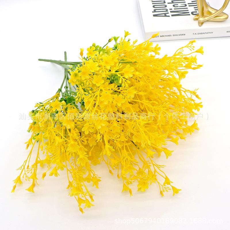 In Stock 7-Branch Rapeseed Artificial Flower Bunch for Weddings, Home, Photography & Landscaping