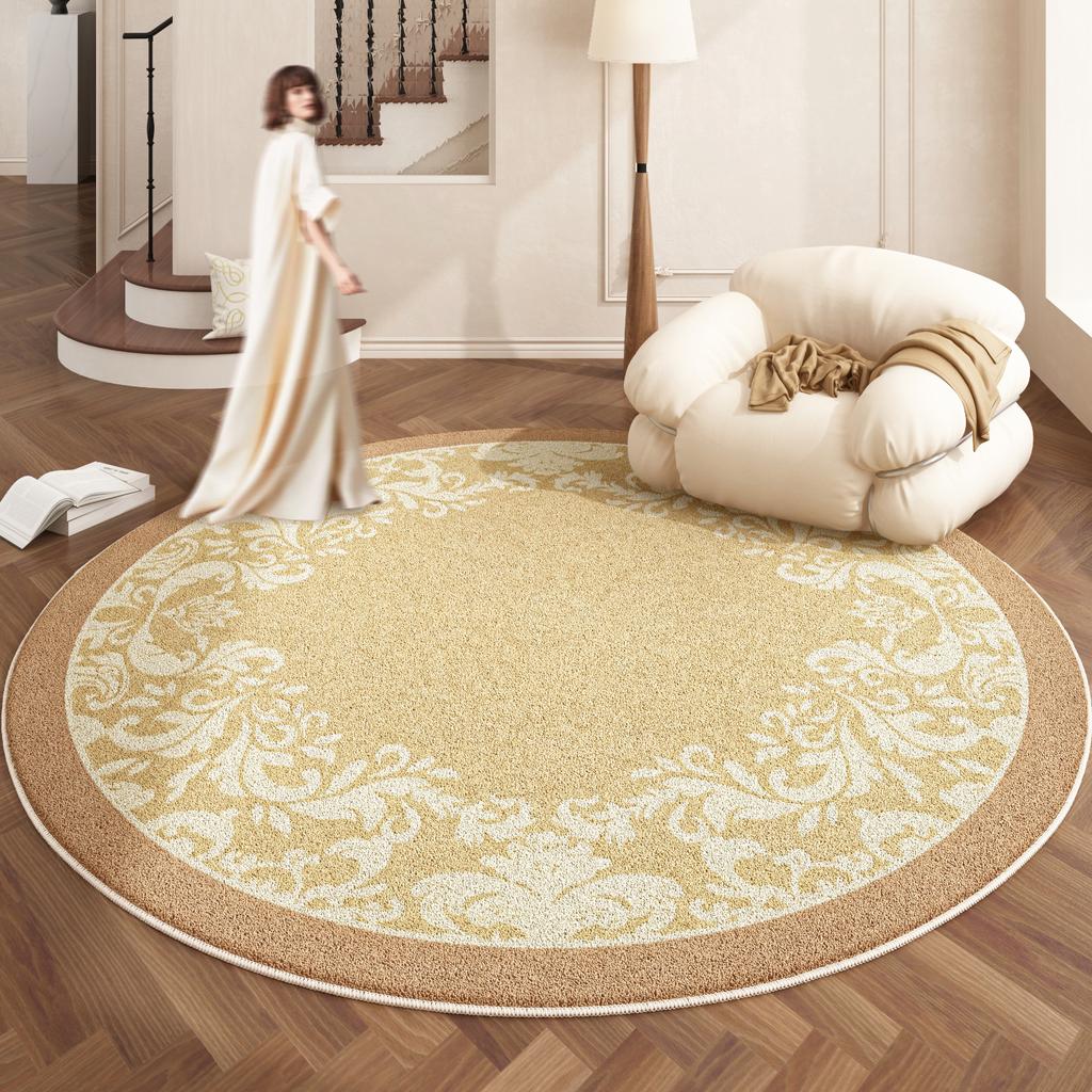 Teppiche im europäischen Stil für Schlafzimmer Zuhause Flauschige weiche Bodenmatte Verdicken Plüsch Wohnzimmer Dekoration Runder Teppich Waschbarer Lounge-Teppich