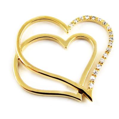 [B9383] - Gold Plated Pendant 'Sublime Heart' White