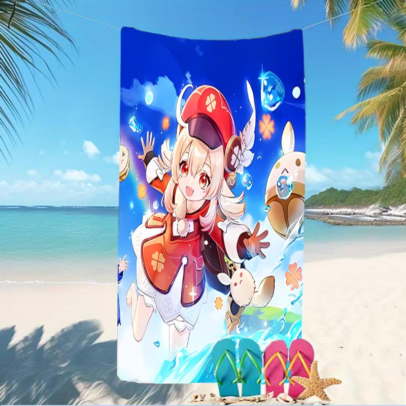 Beach Towel with Genshin Impact characters Pattern - soft,absorbent,machine washable Lightweight&Modern,swimming,Travel Essentials