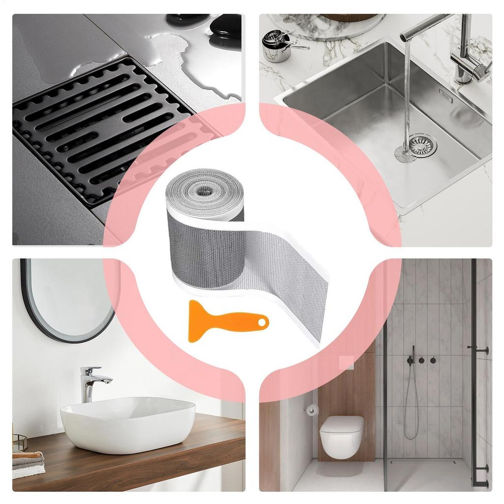 Hair Catcher For Shower Drain Drain Screen For Shower With Cleaning Scraper Cuttable Filter Trap Screen Sticker For Bathtub Sink