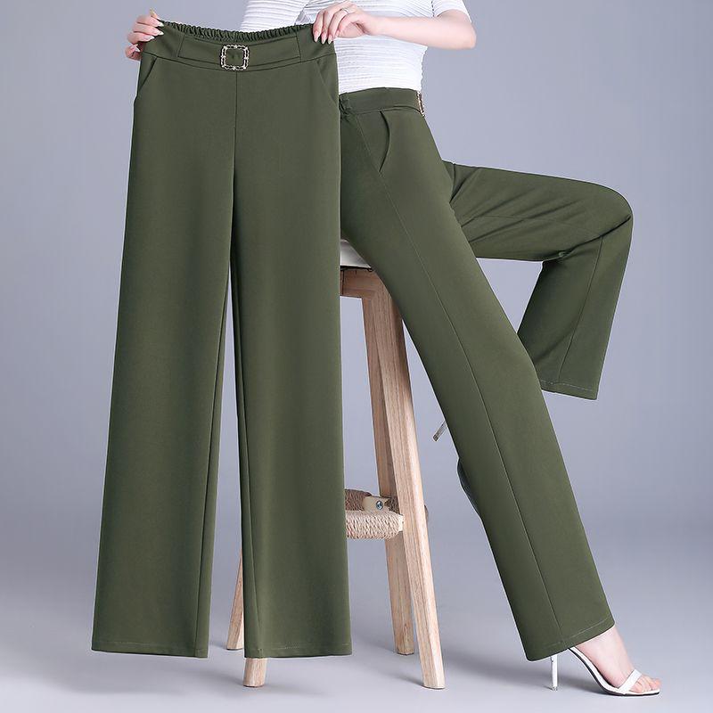 

High-Waisted Wide-Leg Summer Trousers - Loose, Drapey, Nine-Tenth Length, Casual and Stylish Straight-Leg Pants S Below 45 kg