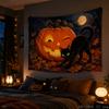 Sad Vintage Pumpkin Tapestry Dry Maple Leaf Candle Dark Halloween Art Wall Hanging Bedroom Dorm Decor Cloth