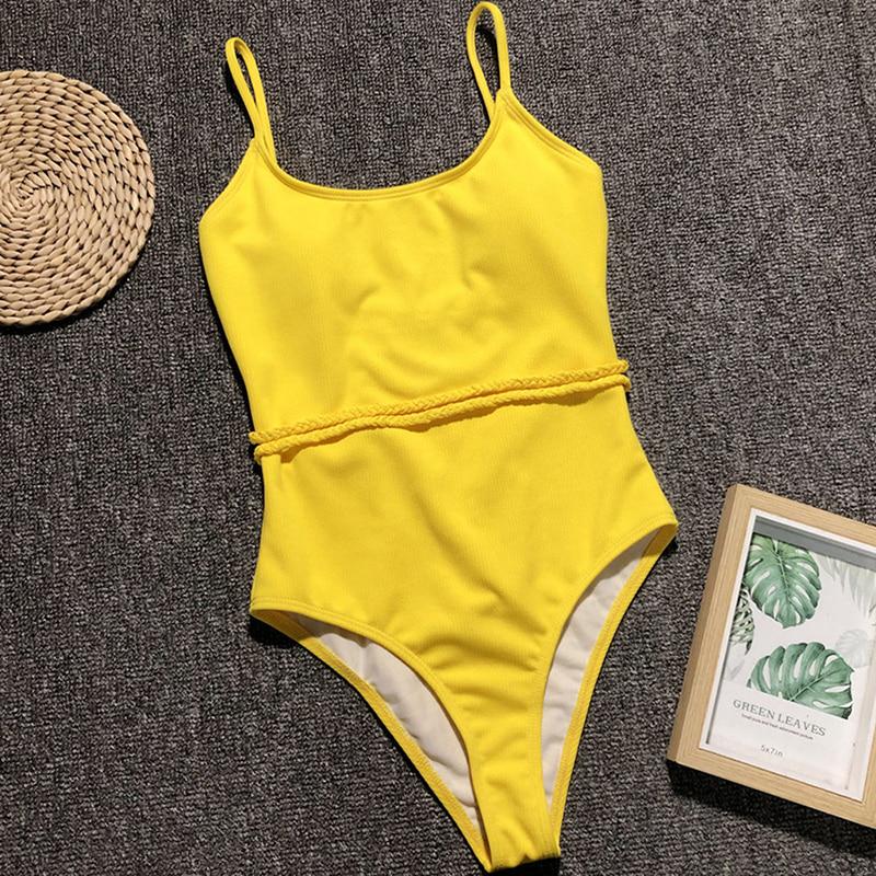 Женский цельный купальник сплошной купальный костюм бандажный купальник женский купальник монокини L жёлтый