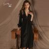 Women's Plus Size Summer Embroidered Padded Cami Sleep Dress with Robe Set