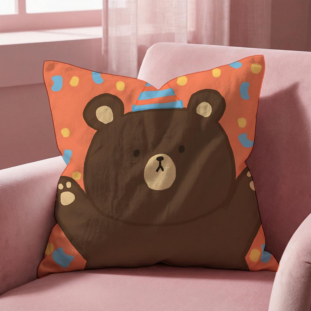 Animal Cute Little Bear Cushion Cover MultiScene Pillow Cover for Home  Car  Reversible Soft  Durable for Daily Use