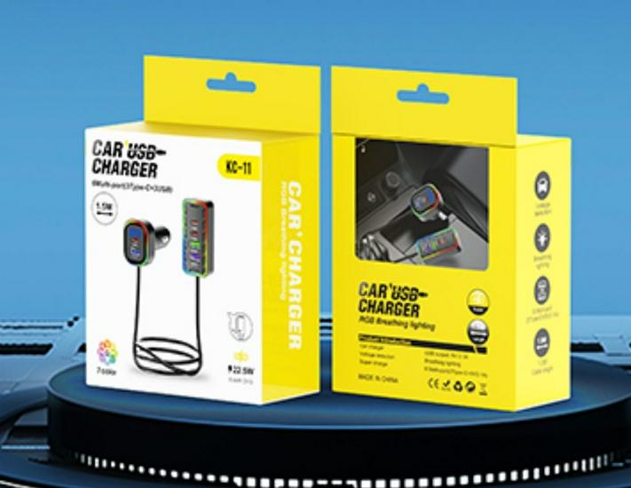 

Автомобильное зарядное устройство KC-11 с двумя портами 22 Вт и цифровым дисплеем KC-11 (Full Test Color Box) чёрный
