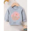 European Size Spring and Autumn Baby Girl Comfortable Simple Printed Pattern Versatile Round Neck Sweatshirt