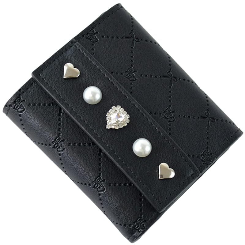 

[SecretDoor] black trifold wallet ladies mini wallet small wallet woman trifold wallet Mitsuori wallet mini cute compact folding wallet Life easy to