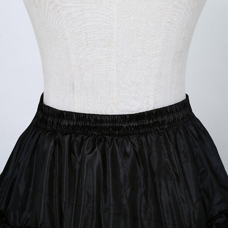 Women Crinoline Petticoat Black Ruffles Hoop Skirt Floor Length Ball Gown Slip Girls Underskirt for Wedding Bridal Dress