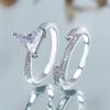 Crystal Female White Zircon Triangle Stone Ring Set Fashion Luxury Silver Color Bridal Wedding Engagement  For Women