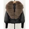 Womens Short Puffer Coat With Real Fox Fur Collar Winter Warm Down Jacket Loose Fit Small Stature