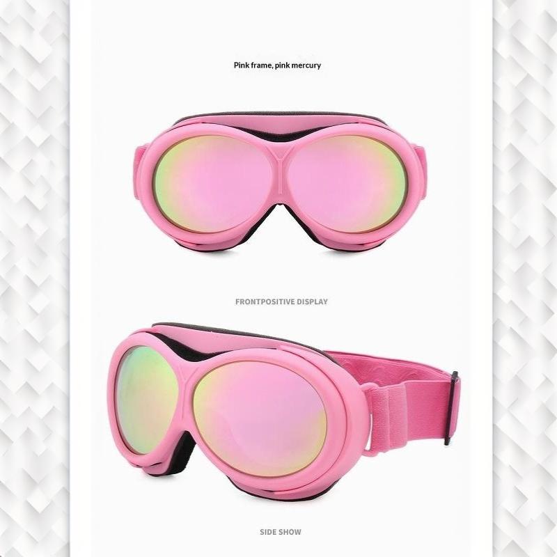 Ski Goggles Adult Double Layer Anti-Fog Colorful Round Frame Adjustable Strap Goggles for Skiing Snowboarding Sports