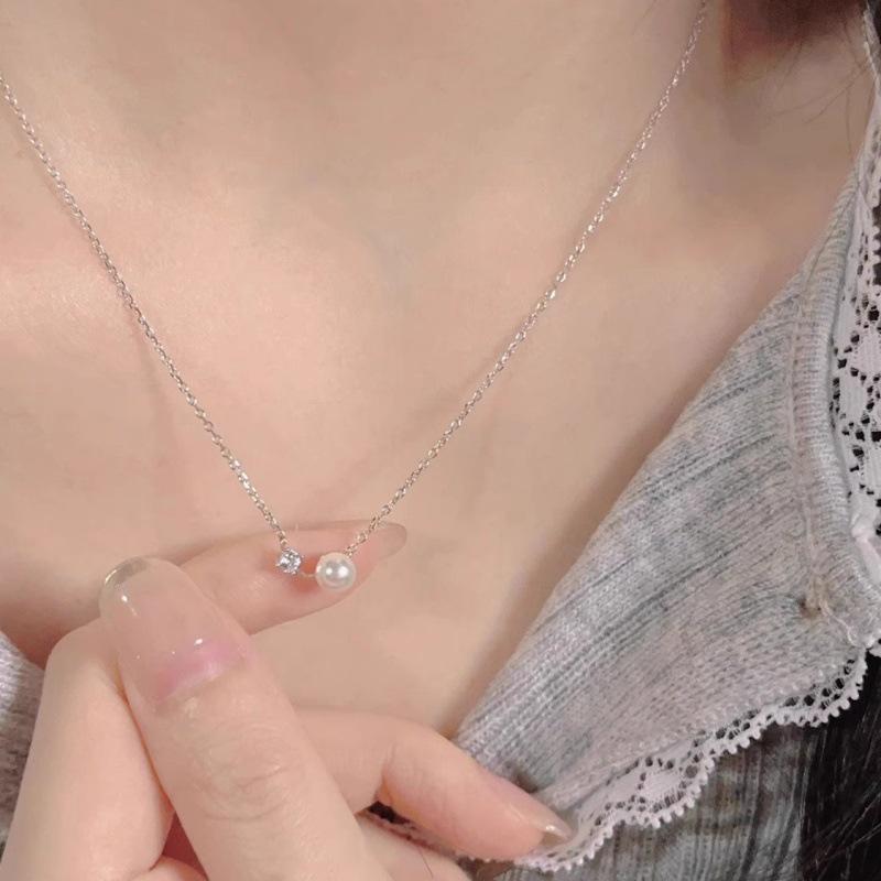 Elegant Pearl and Zircon Necklace - Summer Luxury Fashion Clavicle Chain