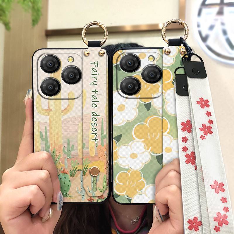 Waterproof Durable Phone Case For Blackview Shark9 5G Soft case Ring Oil Painting Protective Shockproof Wristband Flower