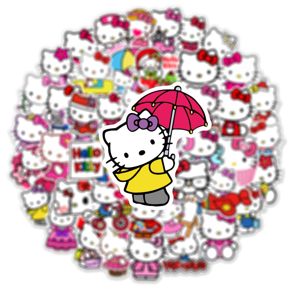 50pcs Hello Kitty Cute Stickers Waterproof Vinyl Decals Diy Decor For Phone Laptop Ipad Thermos Water Bottle Luggage Notebook
