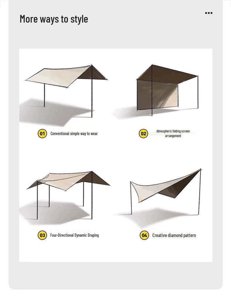 Heavy-Duty Black Oxford Cloth Tarp: Portable, Rainproof, Sunshade for Outdoor Camping, Picnic, Beach, Courtyard
