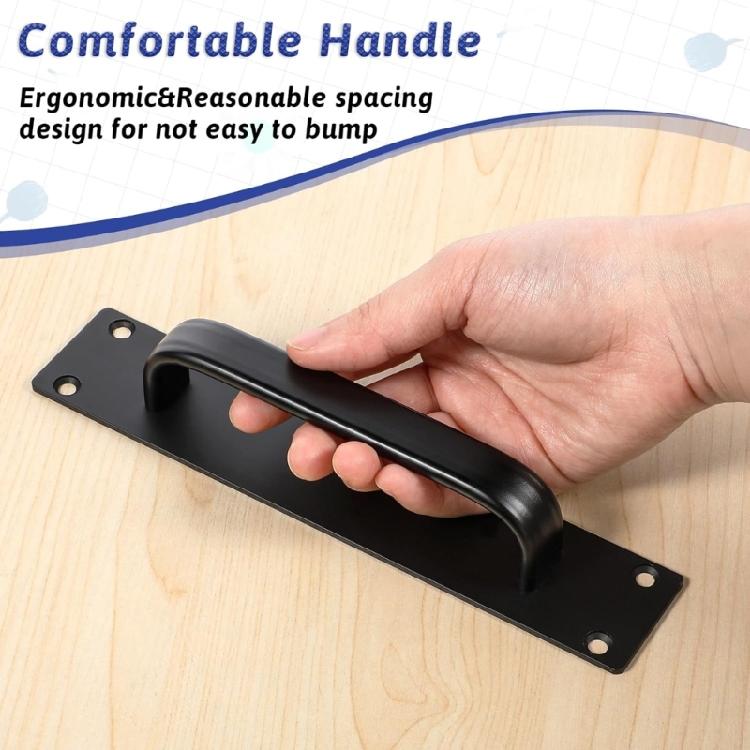Sturdy Black Barn Door Handle 2Pieces Set Aluminum Alloy Sliding Hardware 7.1Inch Hole Center for Closet Cabinets