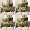 2D Easter Bunny With Colored Eggs Pillow Cover Pattern Cushion Cover Suitable For Sofa Bedroom Car Pillow Cover