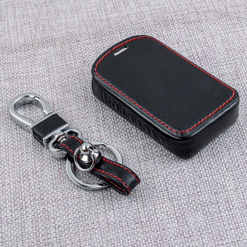 Black PU Leather 4 Buttons Key Fob Cover Case Holder Chain Fit for Mazda 3 6 CX4 CX5 CX8 CX9 CX-30