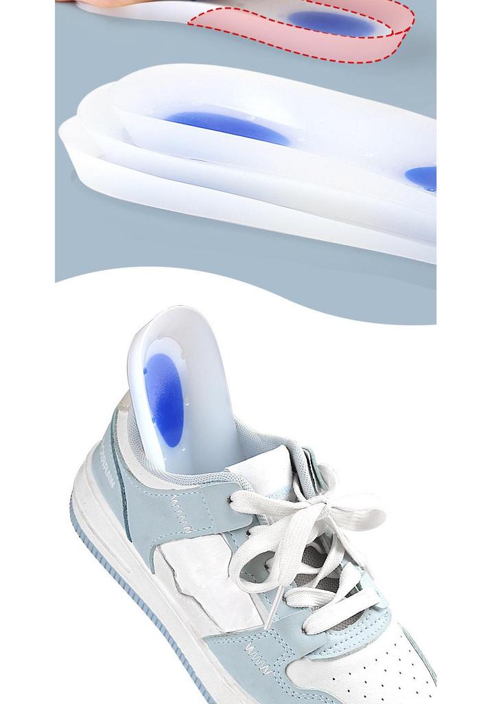 White Silicone U-Shaped Three-Quarter Shock Absorption Insoles for Casual Sports