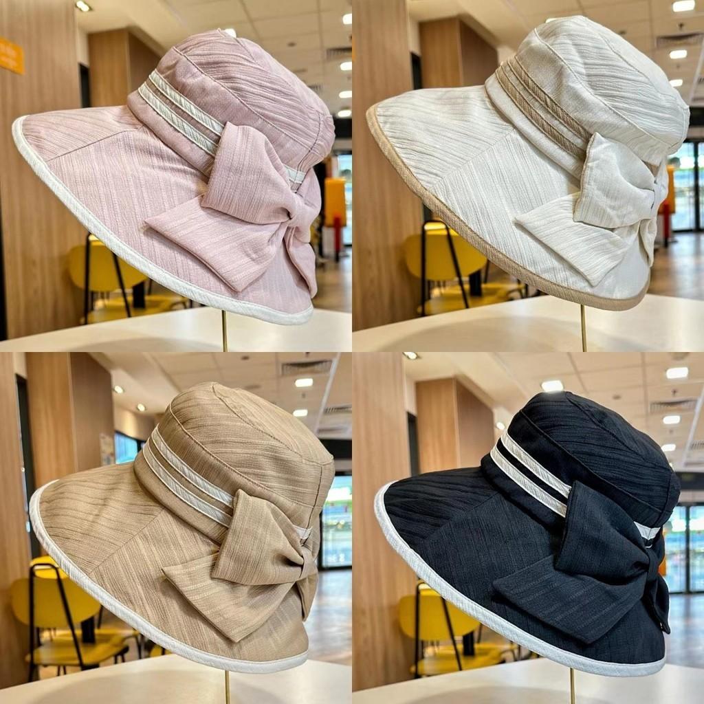 Stylish Women's Fisherman Hat With Large Brim For Spring Summer Travel Uv Protection Korean Style Bow Tie Sun Hat