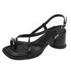 Fashion Women's Sandals Chunky High Heel Clip Toe Women Summer Shoes New Fashion Cross Strap Solid Buckle Heeled Sandales for Women