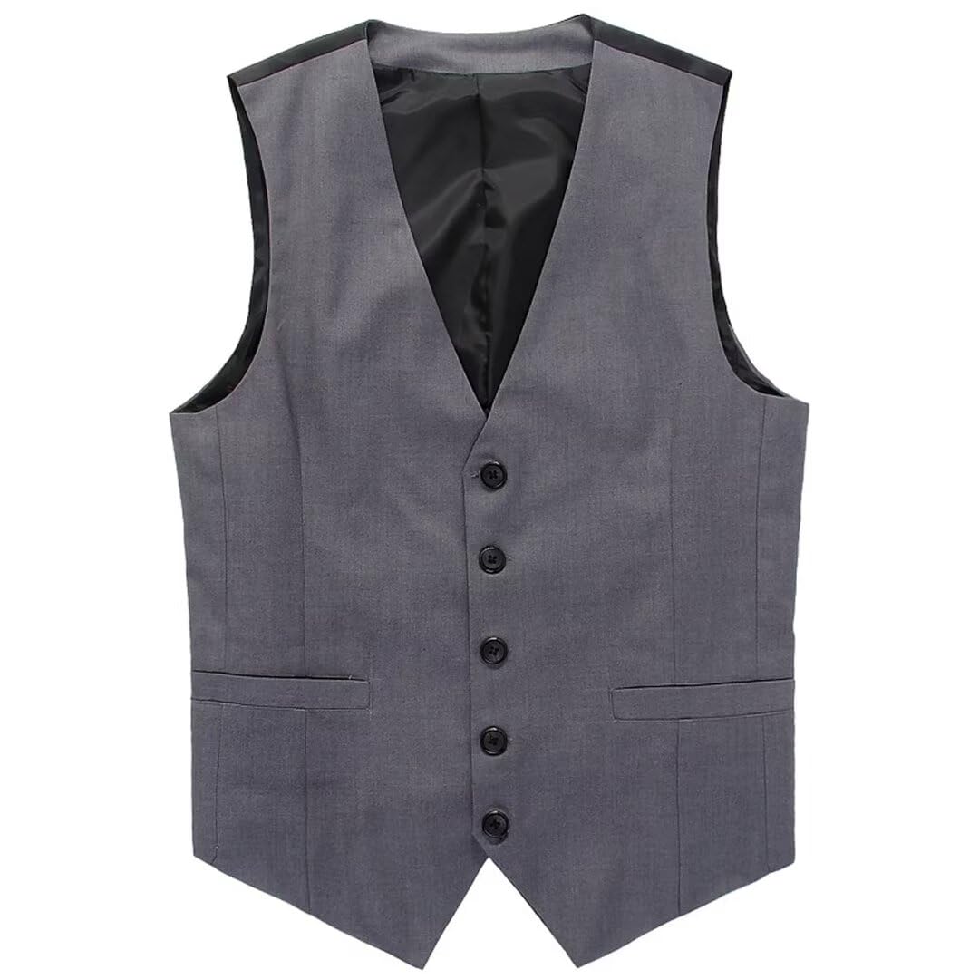 

Vest Suit Gilet Vest Buckle Winter Large Size Suit Tailored Waistcoat Slim Business Wedding Casual Formal Business Gentleman [inotenka] S-3XL Men s сірий колір