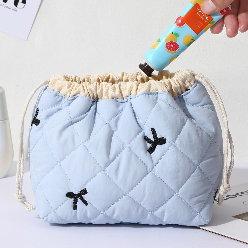 Cute Quilted Cosmetic Bag for Women Girl Large Capacity Travel Drawstring Storage Pouch Makeup Bag Female Travel Clutch Bags
