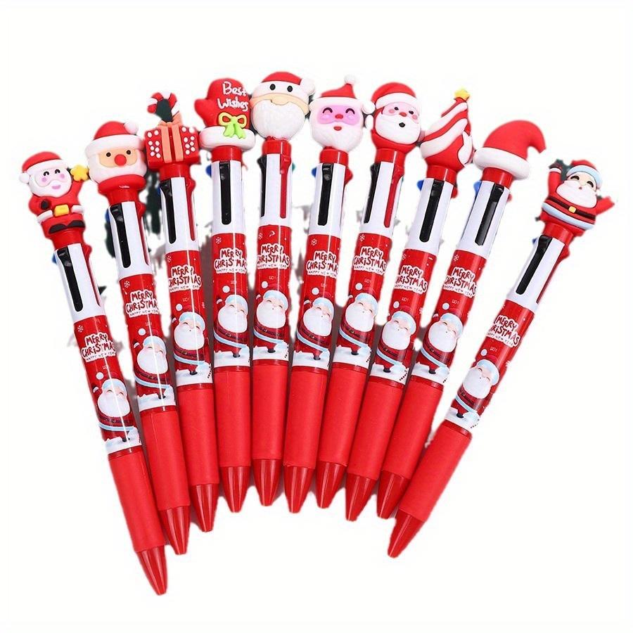 40Pcs 0.7mm Christmas Themed Multicolor Ballpoint Pen Retractable Multicolor Pen 4 Color-in-1 Ballpoint Pen for Noting Drawing