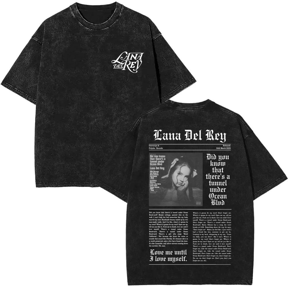 Washed Vintage WashedLana Del Rey  Tour Tshirt Men Women Hip Hop Fashion Pop Music Tshirts Unisex Casual Cotton T Shirts