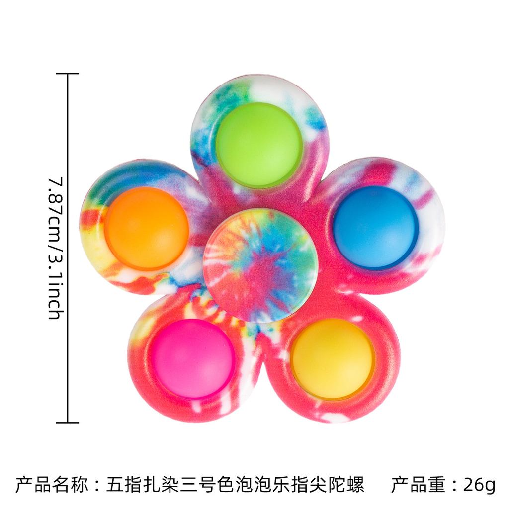 Tie Dye Simple Fidget Spinner Pop Finger Toys Push Bubble Hand Spinner for ADHD Anxiety Stress Relief Sensory Gifts for Kids