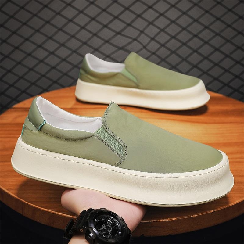 

Canvas men s shoes autumn breathable thick-soled ice silk old Beijing cloth shoes one-pedal work black sports and leisure board shoes 44 зелёный