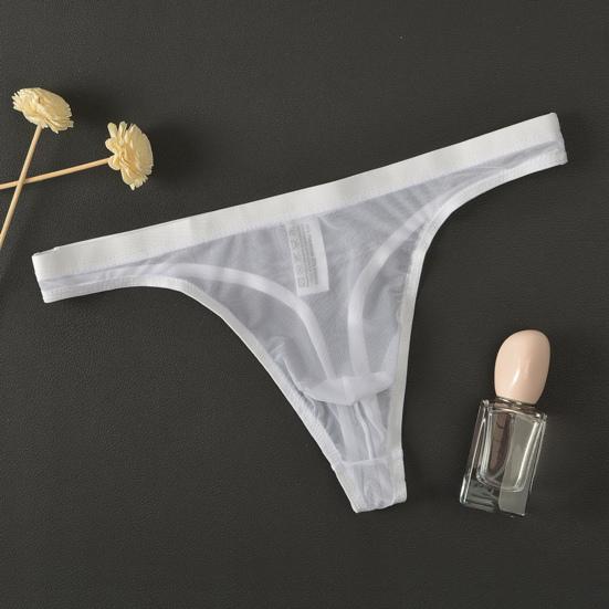 Perizoma da uomo in rete trasparente aderente sottile trasparente antisettico a vita bassa pornografico intimo da uomo indumento da uomo